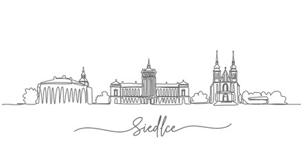 Obraz premium Siedlce with Poland City skyline outline.