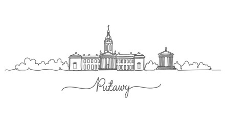 Naklejka premium Putawy city skyline Line art illustration.