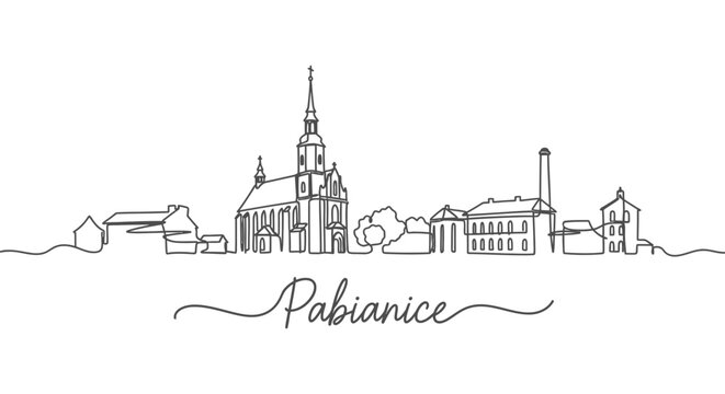 Pabianice City Skyline with Single Line, and Poland.