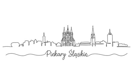 Obraz premium Piekary Slaskie Skyline Line Art.
