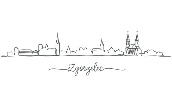 Zgorzelec Poland Skyline Outline.