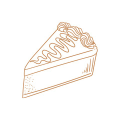 Vintage style cake slice illustration, minimalist line drawings for bakeries, cafes, birthdays, cards, menus, pastries, or graphic design.