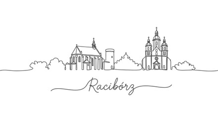 Fototapeta premium Raciborz Skyline Single Line Poland.