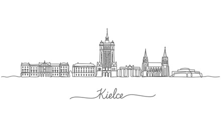 Kielce Skyline Poland Line art.