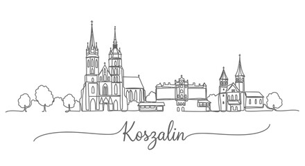 Koszalin Skyline Poland with Minimal Outline.