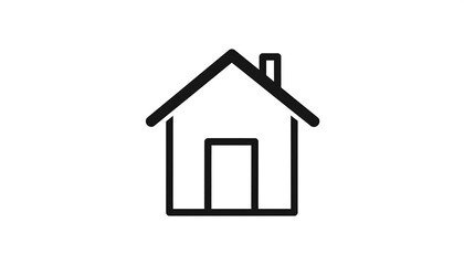 Simple black line drawing of a house icon, presented against a plain white background.