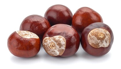 Obraz premium Close-up of several chestnuts