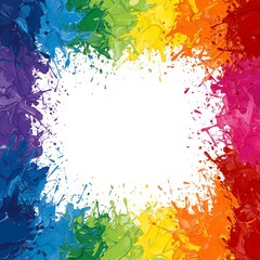 Rainbow Paint Splatter Frame Vector Illustration