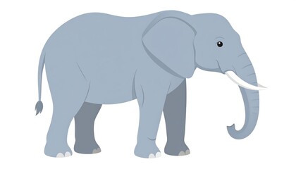 Fototapeta premium A light gray elephant stands majestically, its tusks prominent against a plain white background.