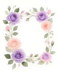 Naklejka premium Floral Rose Border Frame Vector Illustration
