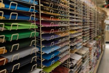 store shelves aisle paper and stationary or hobby stuff
