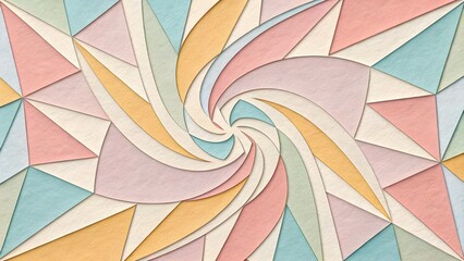 Pastel Pinwheel Triangle Repeat Pattern. Repeating pinwheel pattern of pastel triangles—soft, hand-crafted geometric motif.