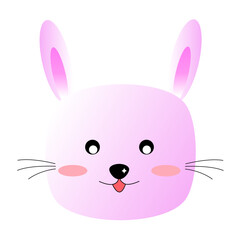 Fototapeta premium Cute Pink Bunny Face Illustration with Whiskers and Tongue Out
