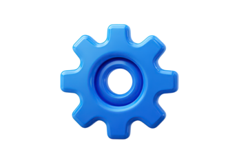 Blue gear with on transparent background