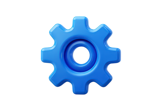 Blue gear with on transparent background