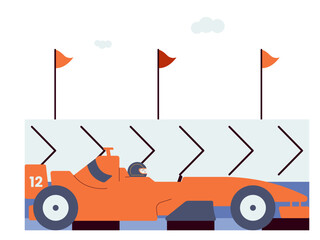 Fototapeta premium Playing karting on the race track. Extreme Sports illustration. Flat vector illustration concept.