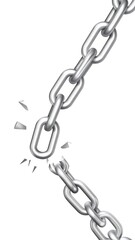 A metallic chain breaks free, symbolizing liberation and freedom.