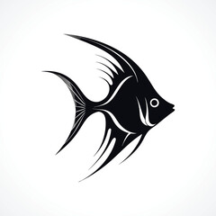 fish logo Stylized Black Angelfish Silhouette Design
