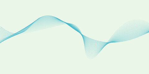 Asbtract smooth blue wave lines with soft green background.