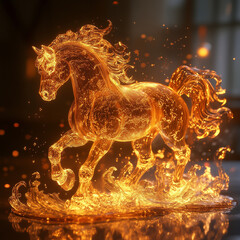 golden horse on black background