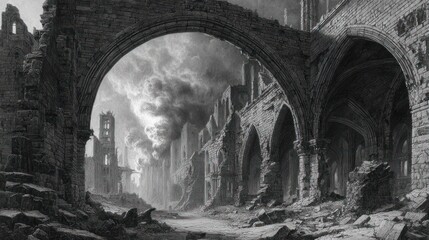 Obraz premium Ruined cityscape