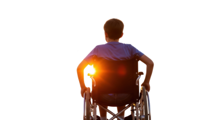Boy in Wheelchair Watching Sunset detailed illustration concept inspired by Boy in Wheelchair Watching