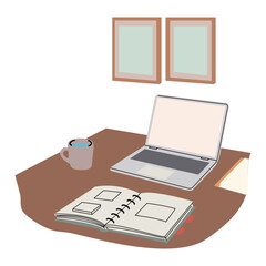 Remote Work Lifestyle with Laptop Home Office Workspace and Modern Online Business Productivity Concept
