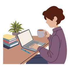 Remote Work Lifestyle with Laptop Home Office Workspace and Modern Online Business Productivity Concept