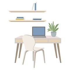 Remote Work Lifestyle with Laptop Home Office Workspace and Modern Online Business Productivity Concept