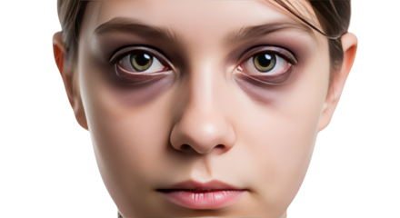 Closeup of Young Person with Prominent Dark Circles Under Eyes Showing Fatigue modern design