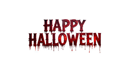 Happy Halloween thematic lettering with a spooky, dripping blood effect. Scary text design element for posters and flyers, isolated on a transparent background for easy use.