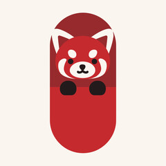 A colorful red panda design featuring a friendly face and playful expression. The illustration showcases vibrant colors, ideal for child-friendly artwork or products.