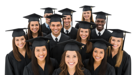 Diverse Group of Happy Graduating Students in Caps and Gowns detailed illustration concept inspired