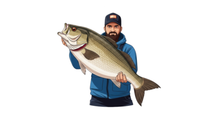 Fisherman Holding a Large Bass detailed illustration concept inspired by Fisherman Holding a Large