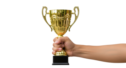 Gold Trophy Held in Hand unique creative artwork concept based on Gold Trophy Held