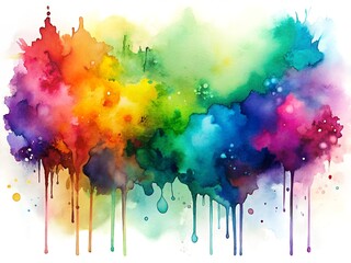 Vibrant watercolor splash with rainbow colors creating a fluid and expressive abstract design