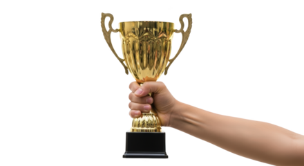 Hand Holding Golden Trophy Award abstract illustration design inspired by Hand Holding Golden Trophy