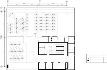 Drawings 2d interior design, outlet design, plug and wiring positioning, office vector design.