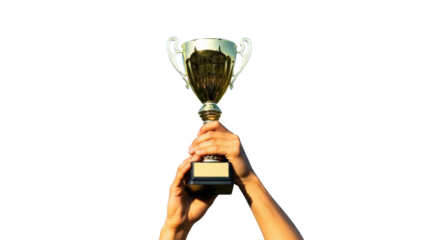 Hands Holding Golden Victory Trophy abstract illustration design inspired by Hands Holding Golden Victory