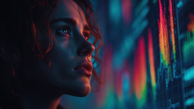 Vibrant digital neon cityscape with colorful lights, futuristic urban scene, modern design, nighttime illumination, creative visual effects, high-resolution display