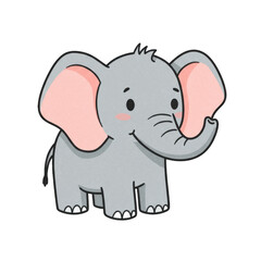 Fototapeta premium Cute Flat Design Watercolor Cartoon Elephant Illustration on a Soft Gradient Background