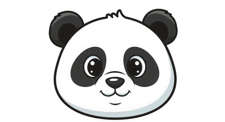 Obraz premium Close-up grayscale panda face with expressive eyes and gentle smile captivating digital art portrait transparent background