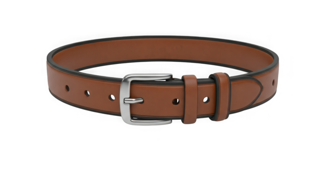 Classic leather belt with silver buckle a timeless accessory for men and women stylish and durable fashion item transparent background