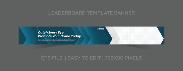 Modern Business Leaderboard Banner 728x90 Template for Web Ads
