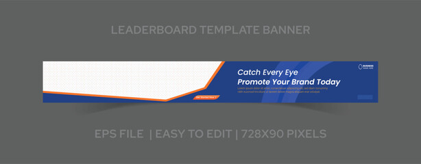 Clean Leaderboard Banner Template 728x90 Pixels with Professional Layout