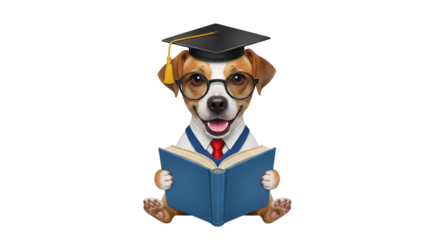Smart Dog Ready for Graduation abstract illustration design inspired by Smart Dog Ready for