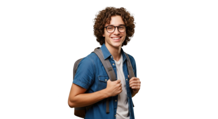Smiling Young Man with Backpack abstract illustration design inspired by Smiling Young Man with
