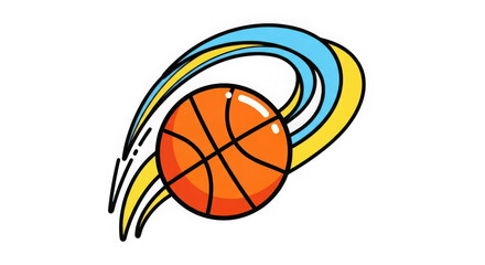 Dynamic basketball swirl emblem energetic motion sports graphic design for athletic branding and team identity concepts transparent background