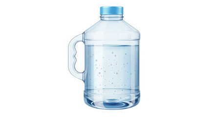 Clear plastic water jug with handle convenient for storage and transport offering hydration solutions transparent background