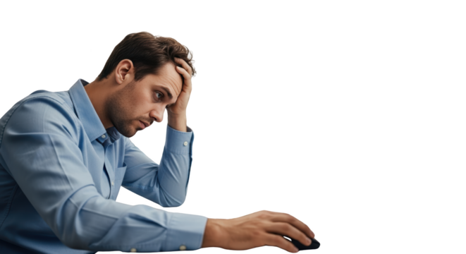 Stressed Man Working on Computer unique creative artwork concept based on Stressed Man Working